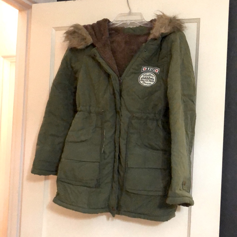 Army green puffer jacket coat